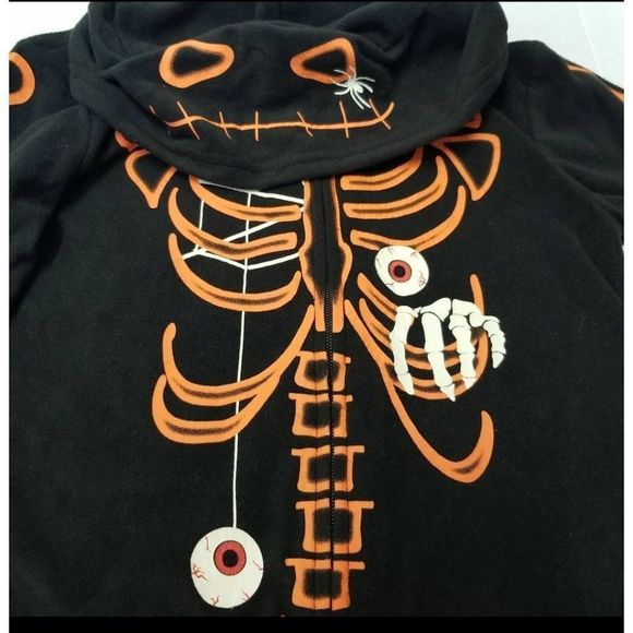 NWT CAT AND JACK SKELETON FLEECE SLEEPER - Picture 4 of 6